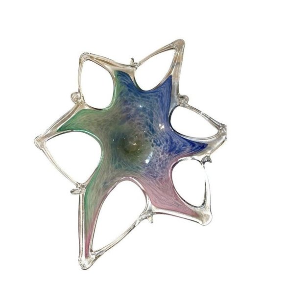 Murano Other - Murano Glass Crystal Bowl Mix Color Made In Italy Art Stretched Glass Bowl Decor